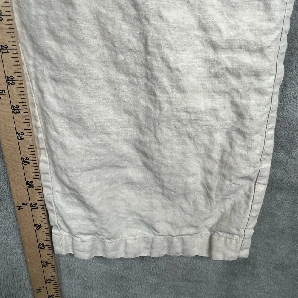 Tasso Elba 100% Linen Pants Mens Size 34x30 Beige Tan Straight Flat Casual Beach